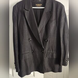 Giorgio Sant'Angelo Women's Blazer Jacket Black Gold Double Breasted Pockets 10